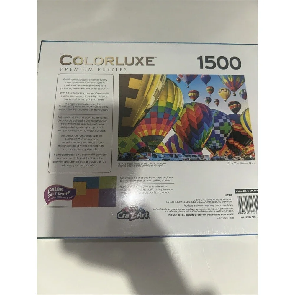 Colorluxe 1500 Piece Jigsaw Puzzle Hot Air Balloon Inflate The Ground Michigan